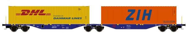 Kato HobbyTrain Lemke 90663 - Container Wagen Sggmrss 90 of the CBR
